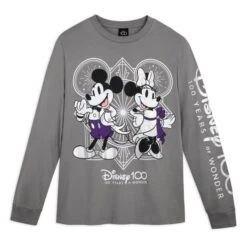 Vente Chaude T-shirt à Manches Longues Mickey Et Minnie Disney100 Celebration Pour Adultes